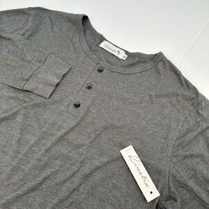 Kinetix Men's Long Sleeve Crew 3 Button Henley Shirt, Size XL, Charcoal‎ Heather
